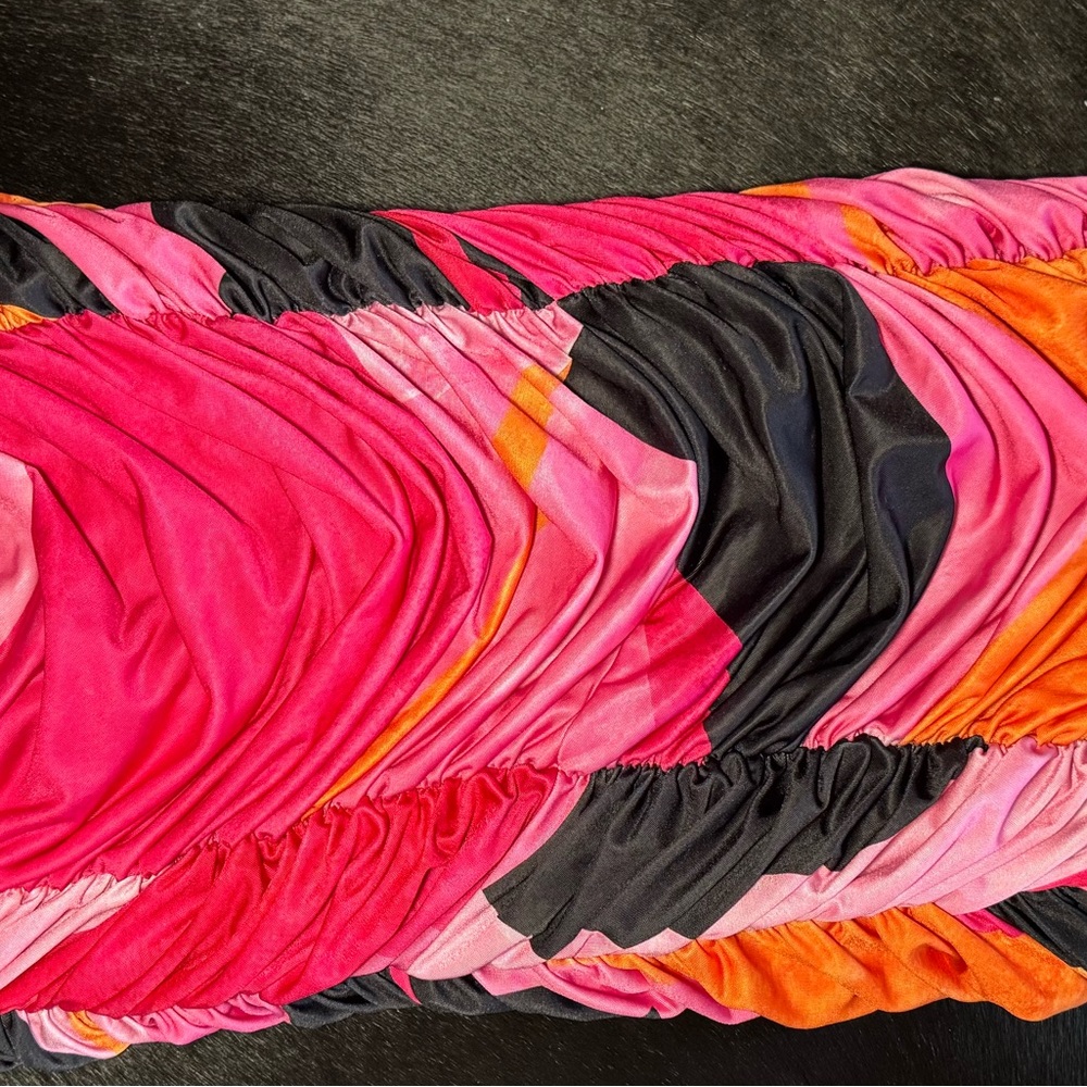 House of CB Pink and Orange Ruched Skirt